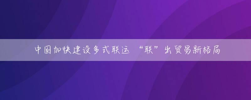 中国加快建设多式联运 “联”出贸易新格局